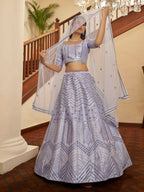 Myra Lavender Silk Embroidered Designer Lehenga | Grocsy