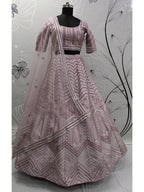 Myra Dusty Pink Pink Art Silk Embroidered Designer Lehenga | Grocsy