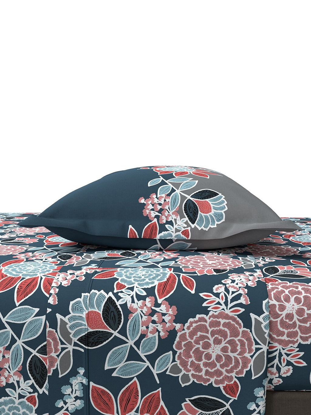 MYTRIDENT Blue Green Floral Cotton 144 TC Queen Bedsheet With 2 Pillow Covers | Grocsy
