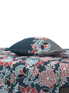 MYTRIDENT Blue Green Floral Cotton 144 TC Queen Bedsheet With 2 Pillow Covers | Grocsy