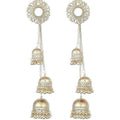 MS Fashion India Gold Color Afghani Kashmir Traditional Hanging Three Jhumka Floral Design Earrings | Grocsy