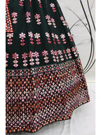 Myra Green and Deep Pink Georgette Embroidered Designer Lehenga | Grocsy