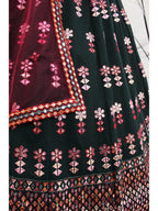 Myra Green and Deep Pink Georgette Embroidered Designer Lehenga | Grocsy