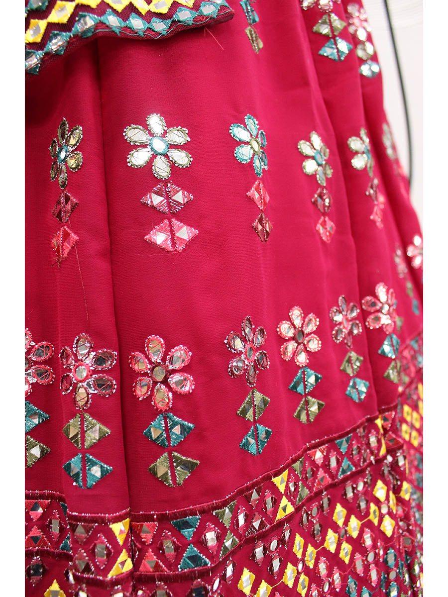 Myra Deep Pink Georgette Embroidered Designer Lehenga | Grocsy
