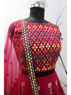 Myra Deep Pink Georgette Embroidered Designer Lehenga | Grocsy