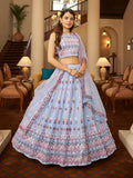 Myra Sky Blue Georgette Embroidered Designer Lehenga | Grocsy