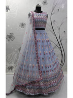Myra Sky Blue Georgette Embroidered Designer Lehenga | Grocsy