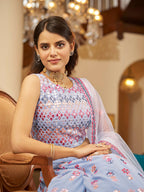 Myra Sky Blue Georgette Embroidered Designer Lehenga | Grocsy
