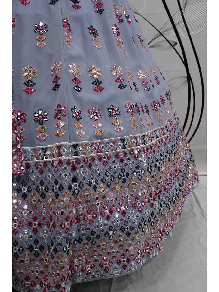 Myra Sky Blue Georgette Embroidered Designer Lehenga | Grocsy