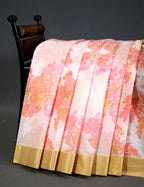 Shades of Milk White Colour Floral Design Chander Printed Saree By Gayathri Reddy Designer Studio | Grocsy