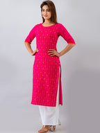 HERE&NOW Pink & White Geometric Embroidered Mirror Work Kurta with Palazzos | Grocsy