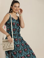 Sangria Women Blue & Pink Printed Pure Cotton Kurta with Dhoti Pants | Grocsy