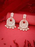 Tehzeeb Creations Pack of 1 Gold Drop & Danglers Earring With Tikka For Women & Girls Diamond, Pearl Brass Drops & Danglers | Grocsy