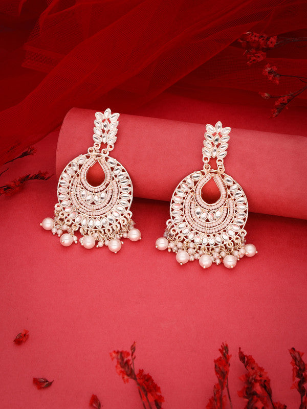 Tehzeeb Creations Pack of 1 Gold Drop & Danglers Earring With Tikka For Women & Girls Diamond, Pearl Brass Drops & Danglers | Grocsy