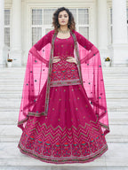 Myra Deep Pink Embroidered Designer Lehenga | Grocsy