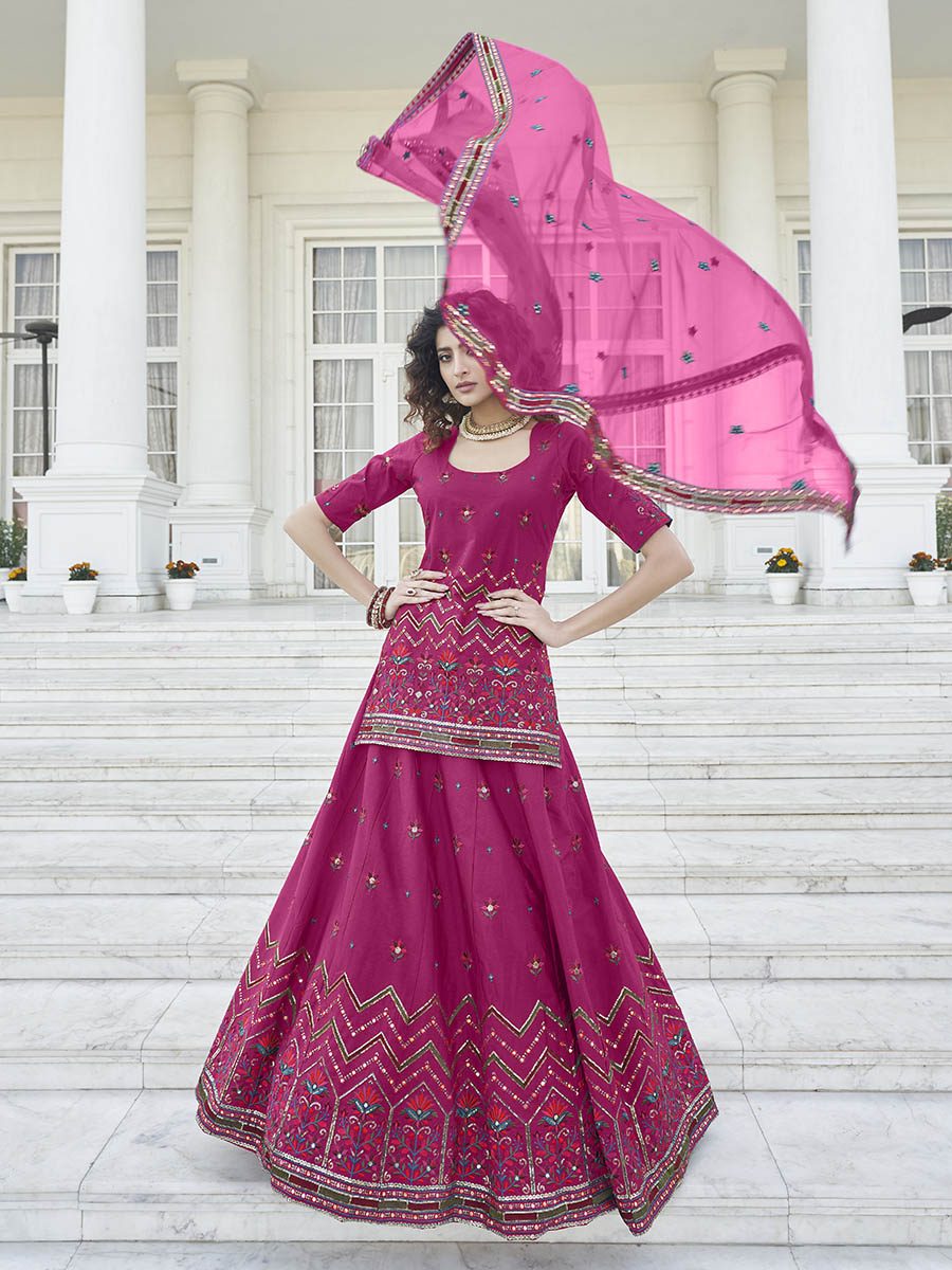 Myra Deep Pink Embroidered Designer Lehenga | Grocsy