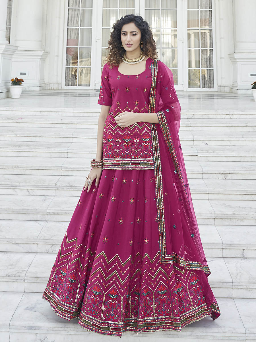 Myra Deep Pink Embroidered Designer Lehenga | Grocsy