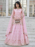 Myra Baby Pink Embroidered Designer Lehenga | Grocsy