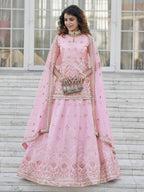 Myra Baby Pink Embroidered Designer Lehenga | Grocsy