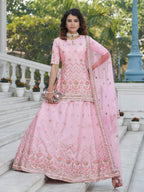 Myra Baby Pink Embroidered Designer Lehenga | Grocsy