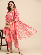 Sangria Women Printed Regular Pure Cotton Kurta with Palazzos & With Dupatta | Grocsy