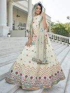 Myra Off White Embroidered Designer Lehenga | Grocsy