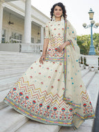 Myra Off White Embroidered Designer Lehenga | Grocsy
