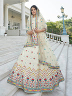 Myra Off White Embroidered Designer Lehenga | Grocsy