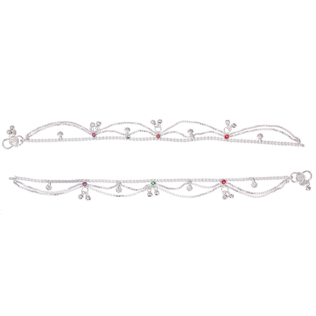 AanyaCentric Silver Plated Traditional Anklets Payal - Classic and Stylish for Women and Girls | Grocsy