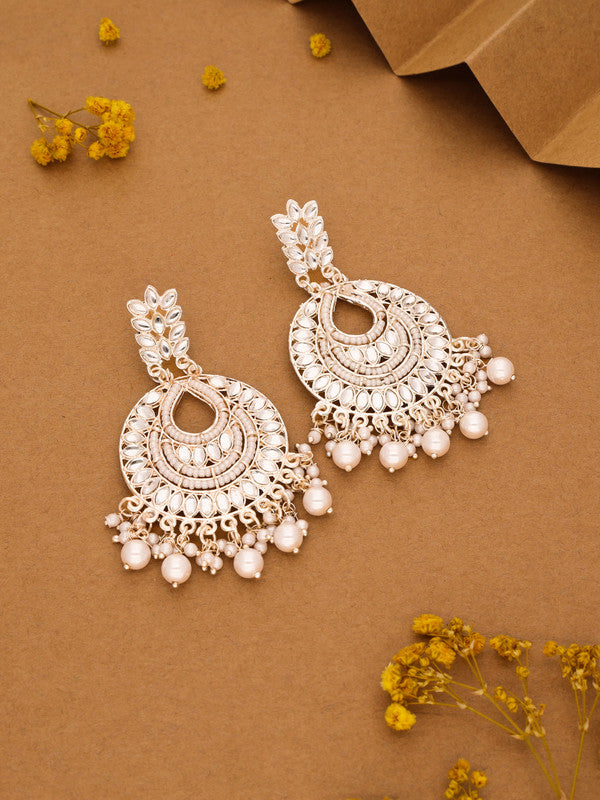 Tehzeeb Creations Pack of 1 Gold Drop & Danglers Earring With Tikka For Women & Girls Diamond, Pearl Brass Drops & Danglers | Grocsy