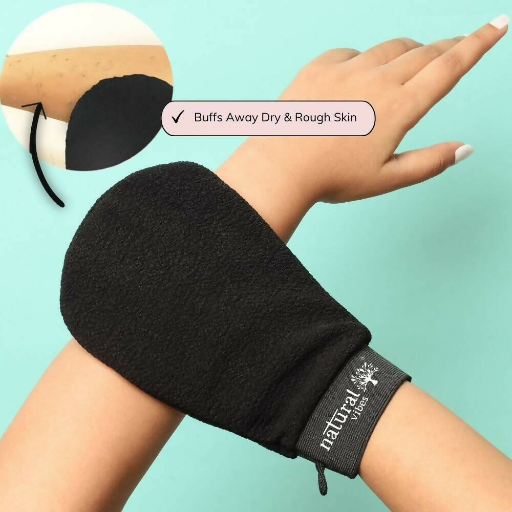 Natural Vibes Exfoliating & Scrubbing Glove for Smooth Skin & Cellulite Reduction | Grocsy