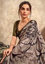 Anaita Light Brown Soft Satin Silk With Zari Weaving Saree With Blouse | Grocsy