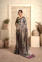 Anaita Light Brown Soft Satin Silk With Zari Weaving Saree With Blouse | Grocsy