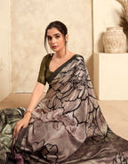 Anaita Light Brown Soft Satin Silk With Zari Weaving Saree With Blouse | Grocsy