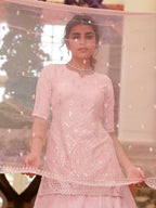 Myra Pink Georgette Embroidered Designer Lehenga | Grocsy