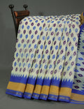 Shades of Cream And Ink Blue Colour Blouse Patola Print Semi Chanderi Saree By Gayathri Reddy Designer Studio | Grocsy