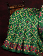 Dark Leaf Colored All Over Printed Semi Chanderi Saree By Gayathri Reddy Designer Studio | Grocsy