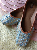 Desi Colour Women Indian Ethnic Footwear-Mini Dabka-Grey Mirror Lines | Grocsy