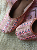 Desi Colour Women Indian Ethnic Footwear-Peach Embroidery | Grocsy