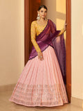 Myra Multicolour Georgette Mukaish Work Designer Lehenga | Grocsy