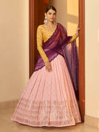 Myra Multicolour Georgette Mukaish Work Designer Lehenga | Grocsy