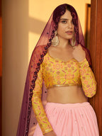 Myra Multicolour Georgette Mukaish Work Designer Lehenga | Grocsy