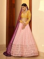 Myra Multicolour Georgette Mukaish Work Designer Lehenga | Grocsy