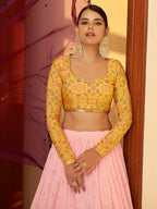 Myra Multicolour Georgette Mukaish Work Designer Lehenga | Grocsy