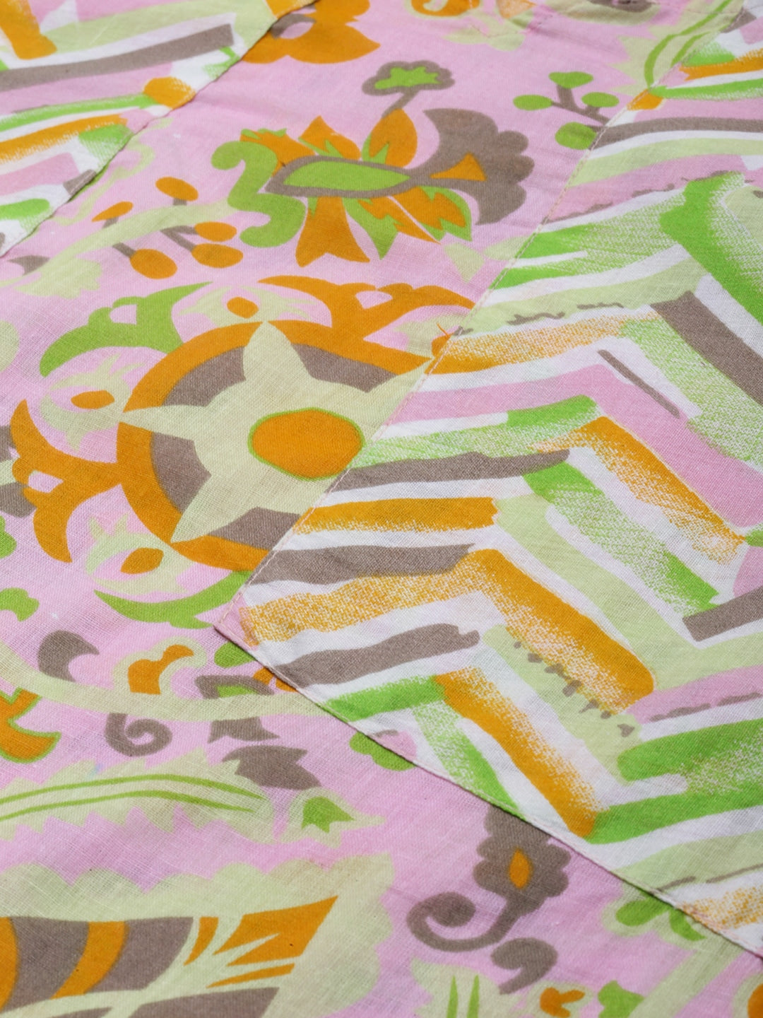 Sangria Women Pink & Yellow Ethnic Motifs Printed Cotton Kurta with Trousers & Dupatta | Grocsy