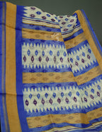 Shades of Cream And Ink Blue Colour Blouse Patola Print Semi Chanderi Saree By Gayathri Reddy Designer Studio | Grocsy