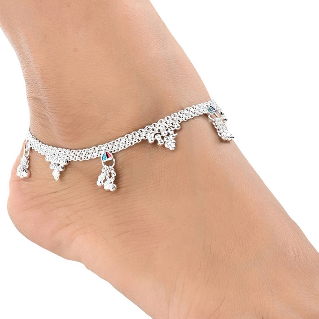 AanyaCentric Silver Plated Traditional Anklets Payal - Classic and Stylish for Women and Girls | Grocsy