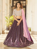 Myra Purple & White Georgette Embroidered Designer Lehenga | Grocsy