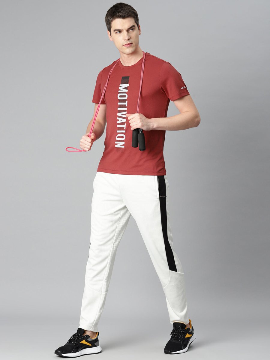 Alcis Men Typography Printed Anti Static Slim Fit Sports T-shirt | Grocsy