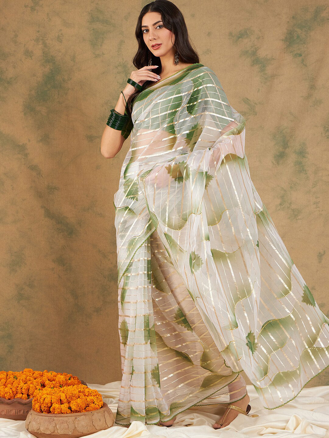 Sangria Woven Design Organza Sarees | Grocsy